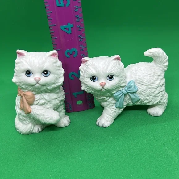 Home Interiors Kitten Cat With Bows Pair Figurines White HOMCO 1428 Vintage - Picture 7 of 7